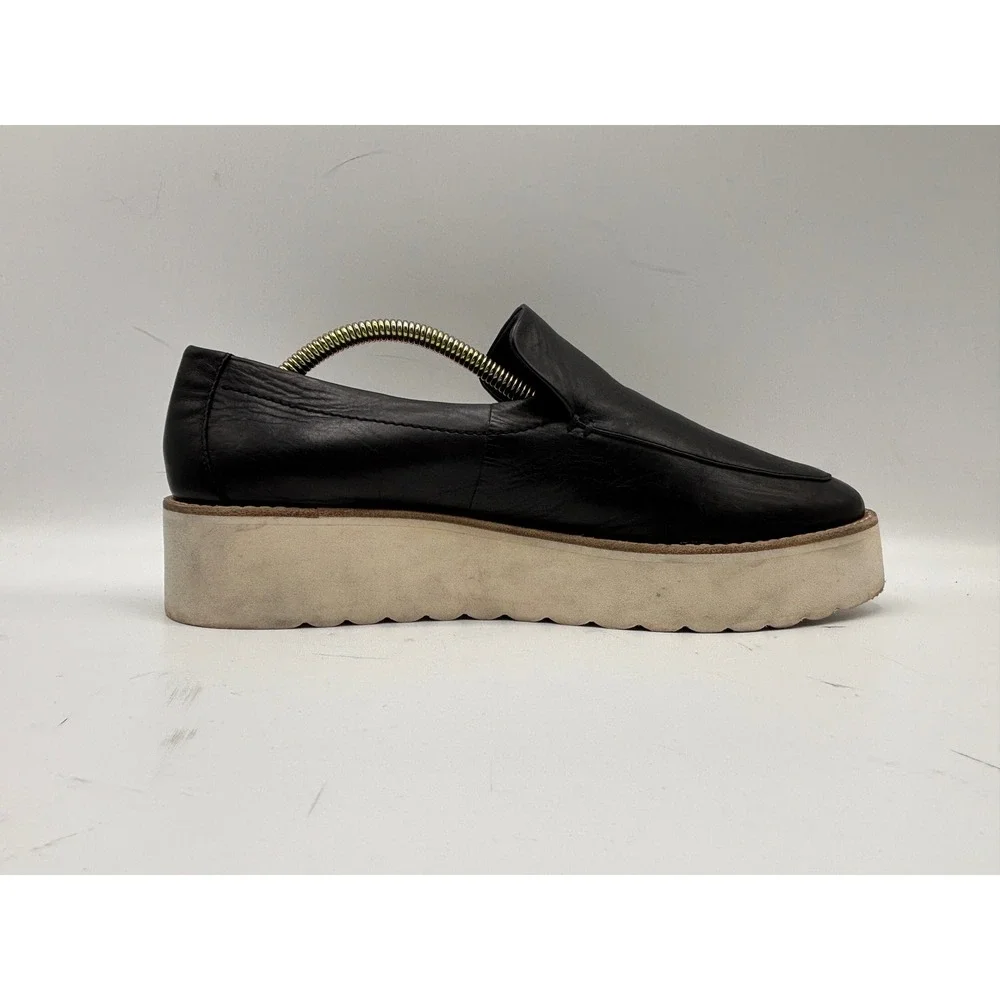 Vince Men's Black Leather Slip-On Platform Loafers Size 9M / EU 39